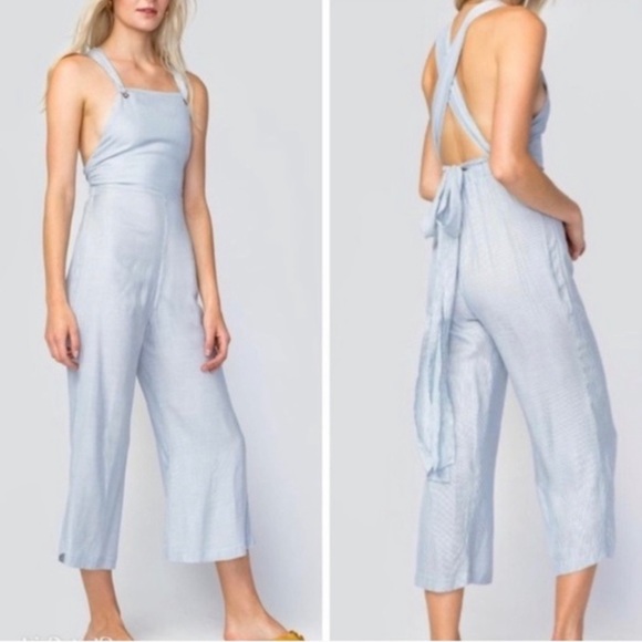 Wildfox Chambray Striped Romper Jumpsuit NWT - L - Picture 1 of 3